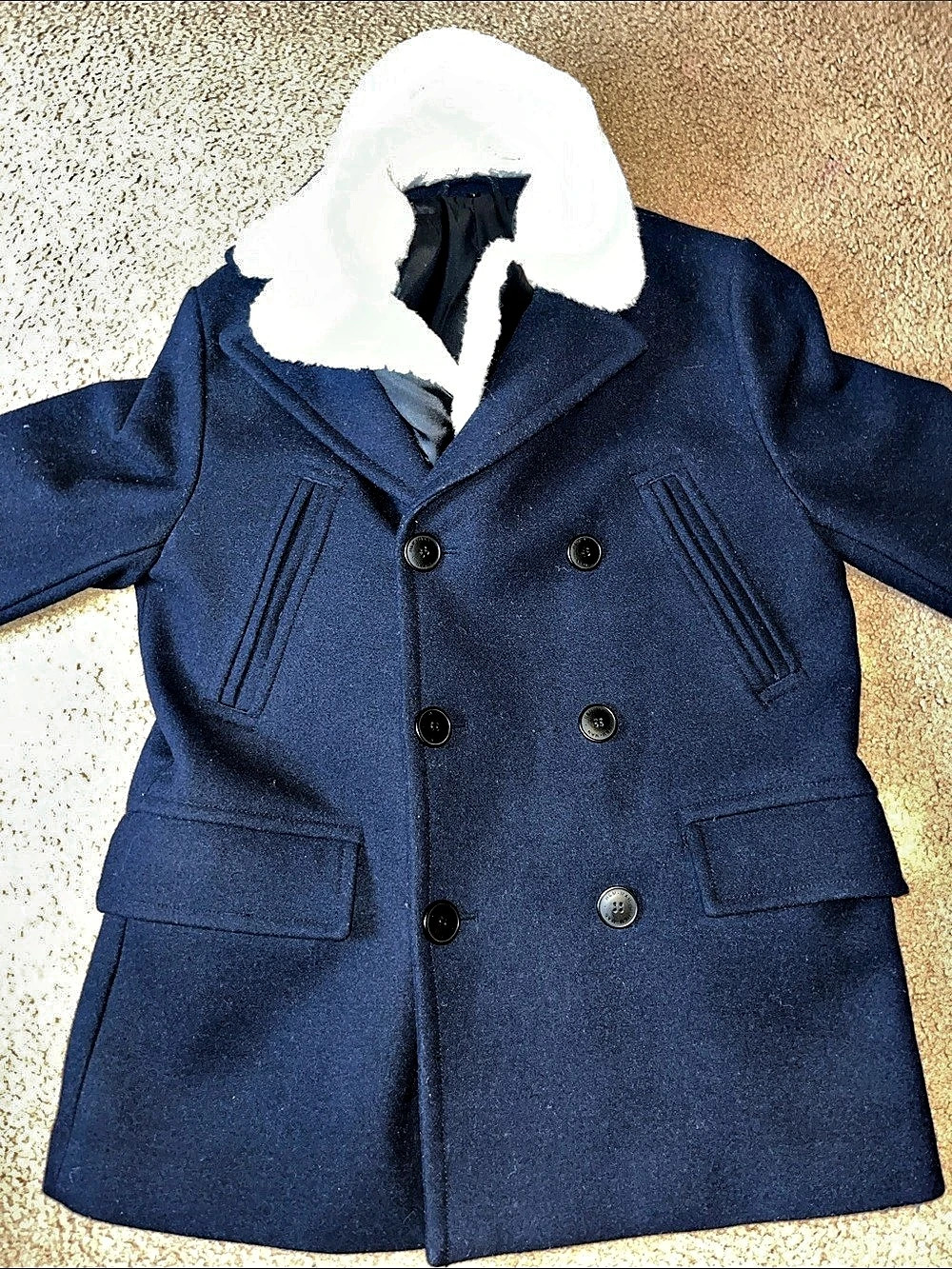 H&M Men's Pea Coat Blue US 38